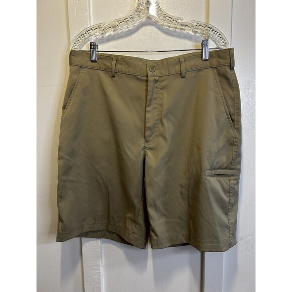 Pebble Beach Dry-Luxe Performance Golf Shorts Mens Size 34 Khaki Tan Flat Front - Picture 1 of 3